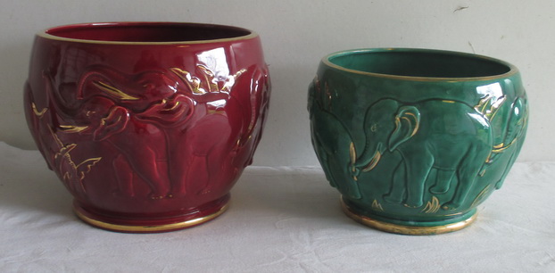 St Clement art deco flowerpots with elephants