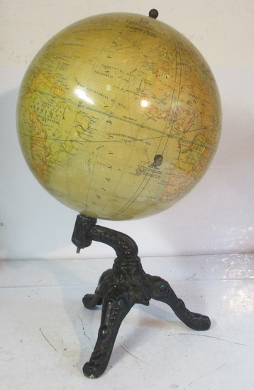 antique cast iron base globe Windels human races