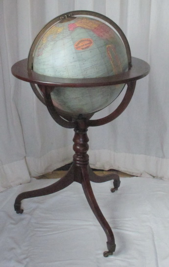 antique Rand Mc Nally globe mahogany tripod