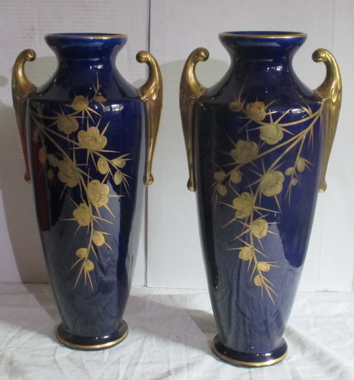 art nouveau gold painted Limoges vases