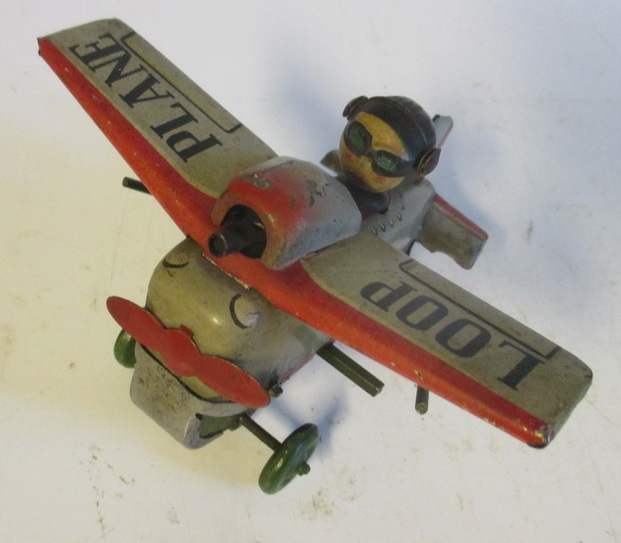 antique tin toy airplane looping plane Japan