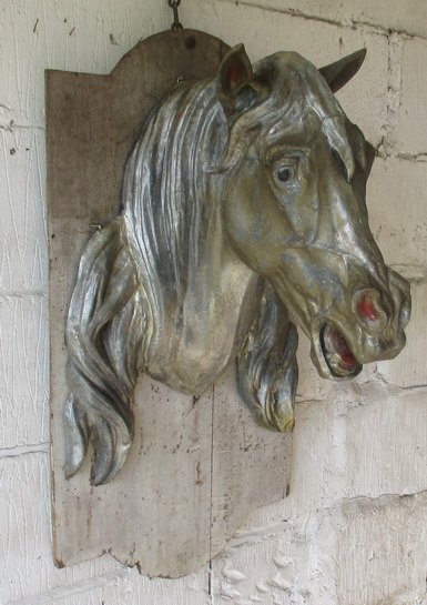 antique french butchery advertising sign horse head